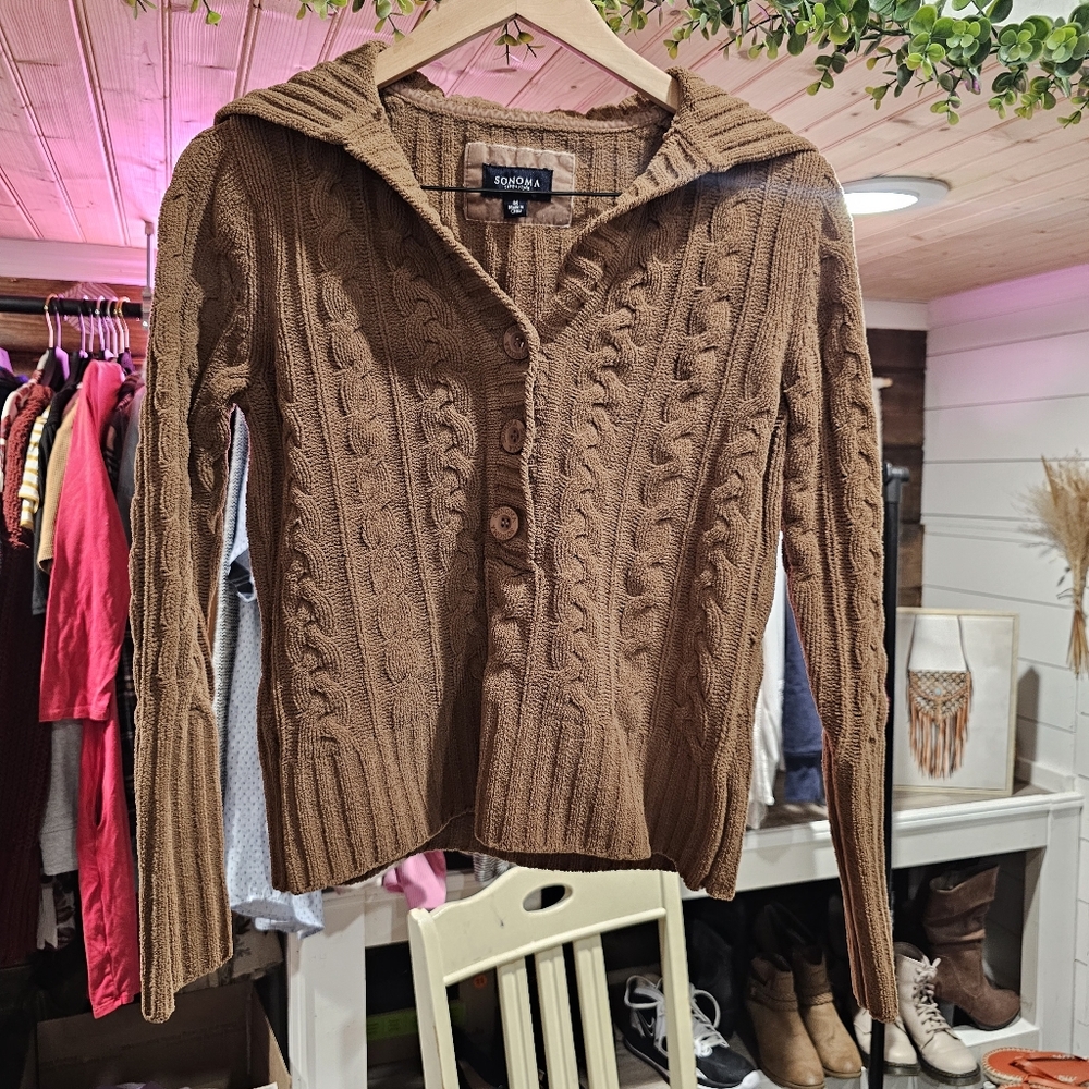 Vintage Y2k Chunky Soft Chenille Brown Sweater